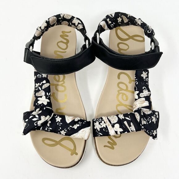 Sam Edelman Ashie Floral Fabric Leather Slingback Wedge Sandals US 9.5 - Picture 3 of 9